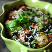 Vegetable Casserole with Fresh Herbs, Lemons and Cured Black Olives