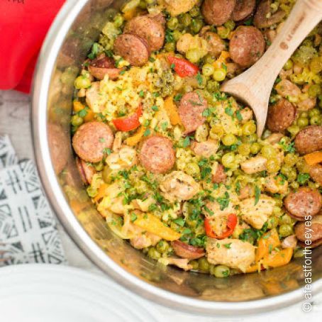 Pressure Cooker Weeknight Paella with Chicken and Sausage