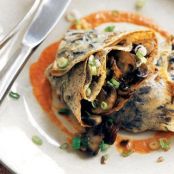 WILD RICE CREPES w/PORCINI & RSTD PEPPER