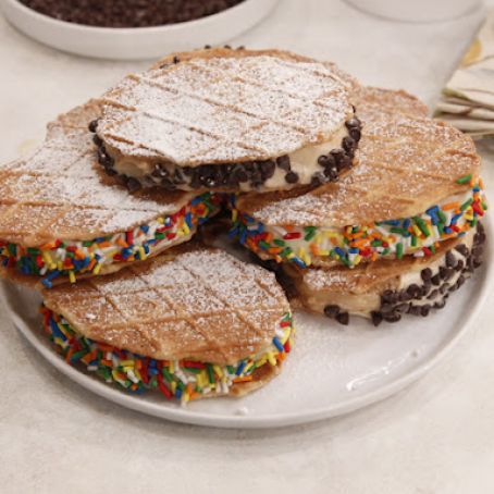 Pretty Pizzelle 'Ice Cream' Sandwiches