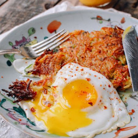 Crispy “Sichuan” Potato Cakes and Eggs