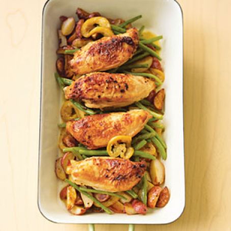 Pan-Roasted Chicken With Lemon-Garlic Green Beans