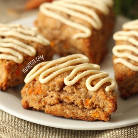 Whole Grain Carrot Cake Scones with Cream Cheese Frosting