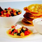 Roasted Vegetable Tostadas with Chipotle Cream