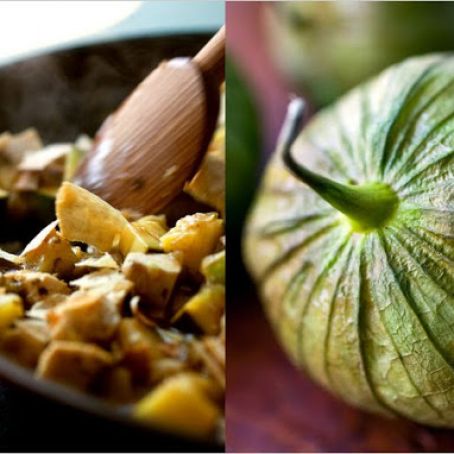 GREEN CHILAQUILES w/CHICKEN & SQUASH