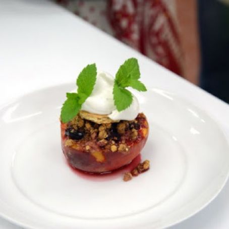 Chef Richard's Cherry-Filled Baked Peach With Pie Topping