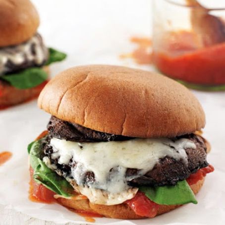 Double-Portobello Burgers with Roasted Tomatoes