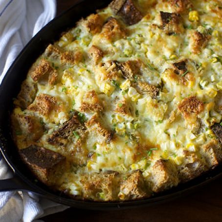 Corn, Cheddar and Scallion Strata
