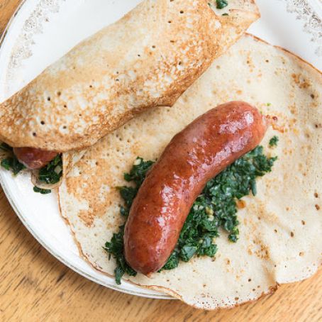 Supper Pancakes with Sausage and Kale