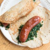 Supper Pancakes with Sausage and Kale