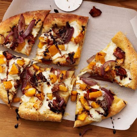 Butternut Squash and Turkey Bacon Pizza