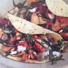 Grilled Wild Mushroom and Kale Tacos with Chipotle Salsa