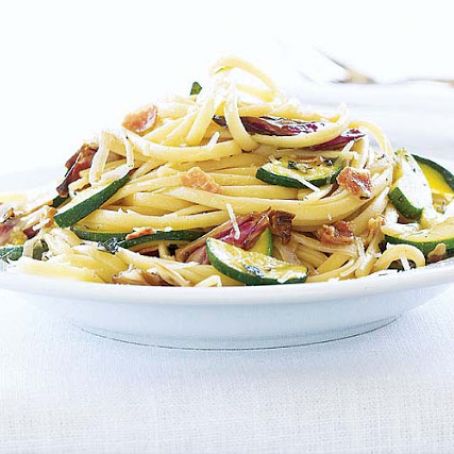 Linguine with Zucchini, Pancetta & Parmigiano
