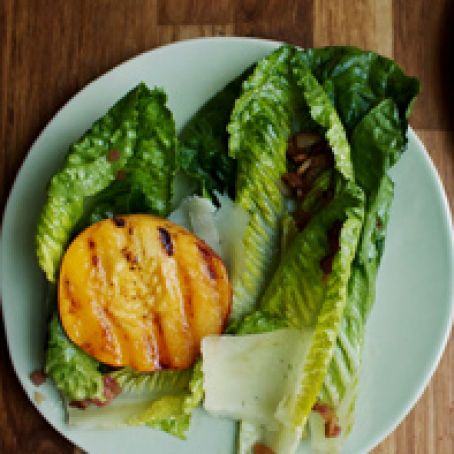 Grilled Peach Salad with Bacon Vinaigrette