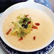 CELERY ROOT SOUP w/BACON & GREEN APPLE