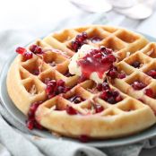 Coconut Waffles with Pomegranate Syrup…Or Ice Cream