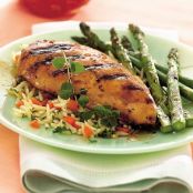 Grilled Chicken with Oregano-Peach Sauce