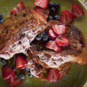 Stuffed French Toast with Fresh Strawberry Jam and Blueberries