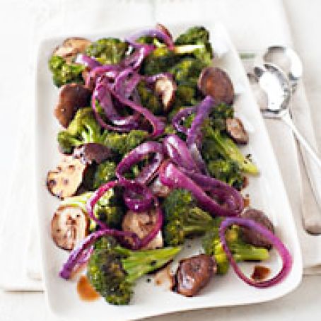 Broccoli, Shiitake and Red Onion Roast