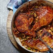 Pork Chops, Bourbon-Glazed with Hoppin’ John
