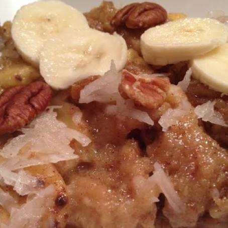 Slow Cooker Bananas Foster Bread Pudding