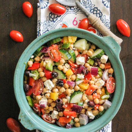 The Easiest Chickpea Greek Salad