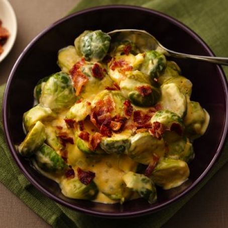 Cheesy Brussels Sprouts with Bacon