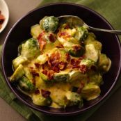 Cheesy Brussels Sprouts with Bacon
