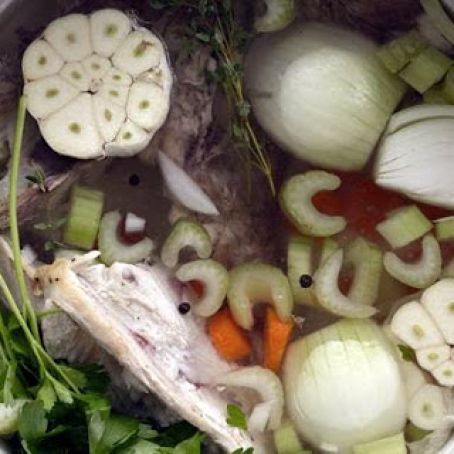 LEFTOVER ROAST CHICKEN STOCK