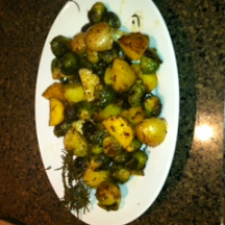 Roasted Honeygold Potatoes and Brussel Sprouts