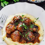 Salisbury Steak Meatballs with Gravy and Mashed Potatoes