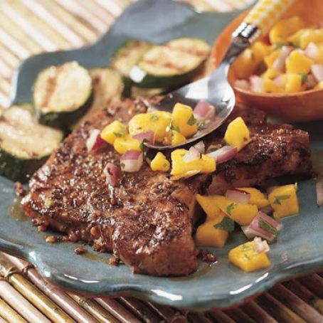 Grilled Jamaican Jerk Pork Chops with Mango Salsa