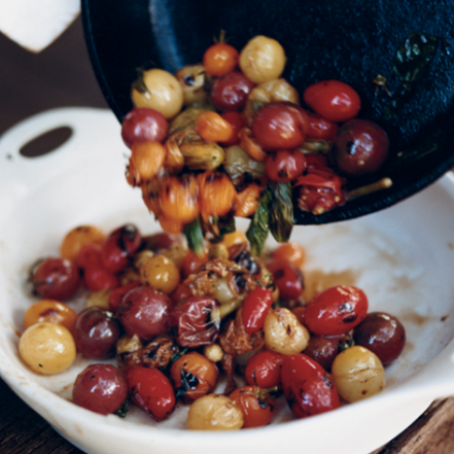 Skillet-Charred Cherry Tomatoes with Basil