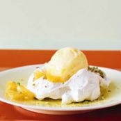 Pistachio Pavlovas with Oranges and Blood Orange Sorbet