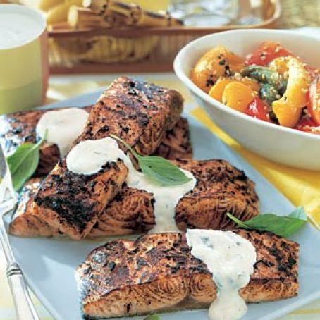 Salmon, grilled with horseradish sauce