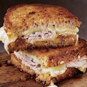 Brie, Peach, and Smoked Pork Grilled Cheese