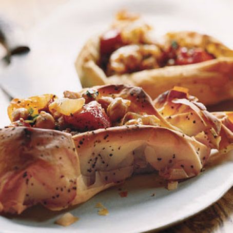 CHICKPEA, TOMATO AND EGGPLANT TARTS