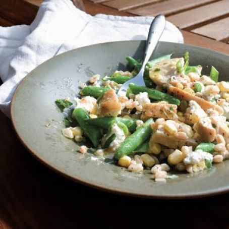 CHIX, GREEN BEAN, CORN & FARRO SALAD w/CHEVRE