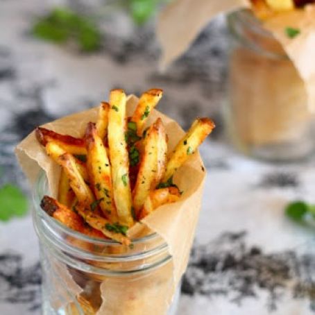 baked garlic cilantro fries - the talking kitchen