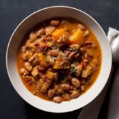 Cranberry Bean and Pumpkin Stew with Grated Corn