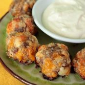 Cream Cheese Sausage Balls with Creamy Mustard Dipping Sauce