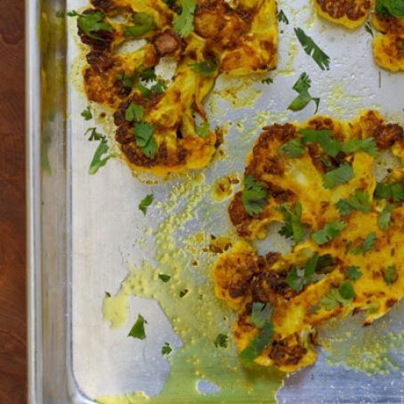 Cauliflower Steaks with Ginger, Turmeric, and Cumin