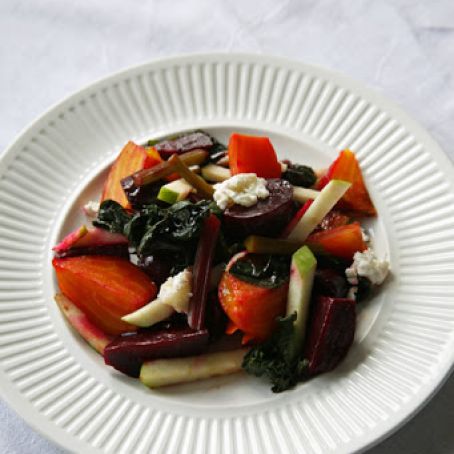 Lidia's Roasted Beet & Beet Green Salad w/Apples & Chevre