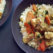 Moroccan Chicken Stew with Artichoke Hearts and Carrots