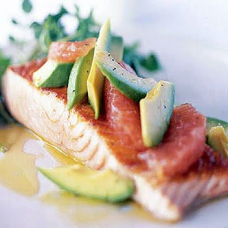 SAUTEED SALMON w/AVOCADO & GRAPEFRUIT