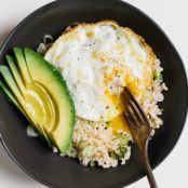 Rice Bowl With Fried Egg And Avocado
