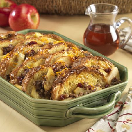 Sausage & apple baked french toast