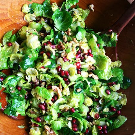 Brussels Sprout Salad with Pomegranate, Walnuts & Jalapeno