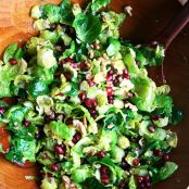 Brussels Sprout Salad with Pomegranate, Walnuts & Jalapeno