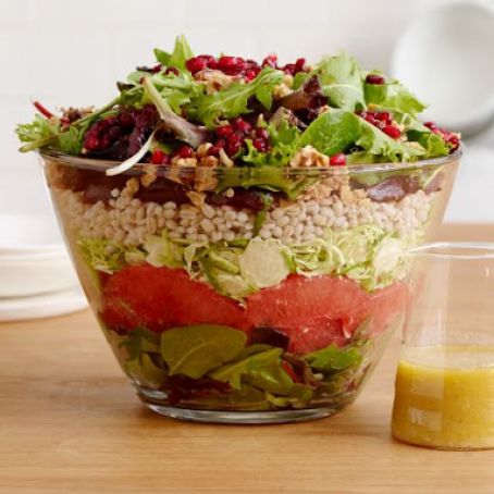 Winter Layered Salad with Beets and Brussels Sprouts